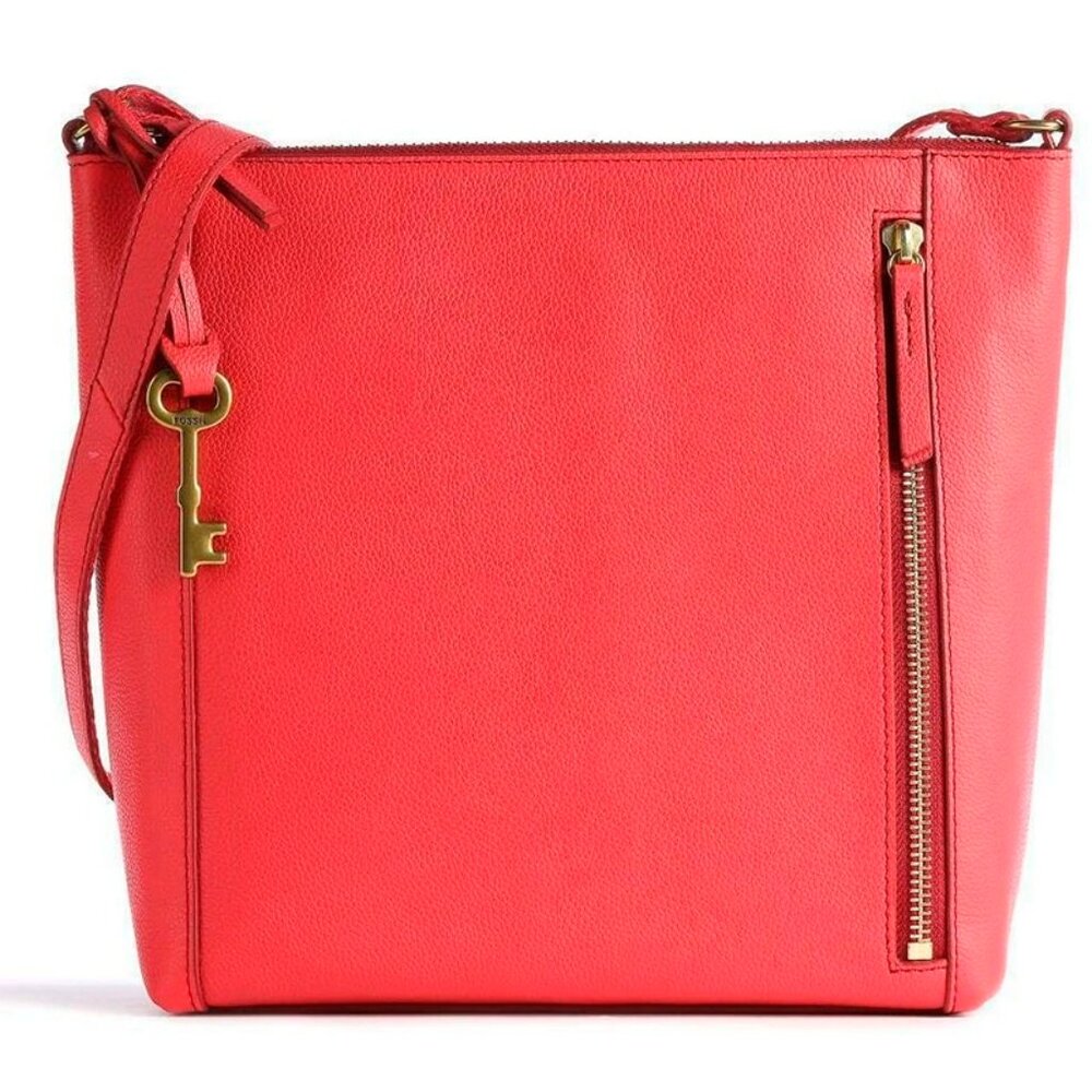 S Fossil Tara Crossbody Cherry Red Pink Leather Handbag ZB7851618 NWT $180